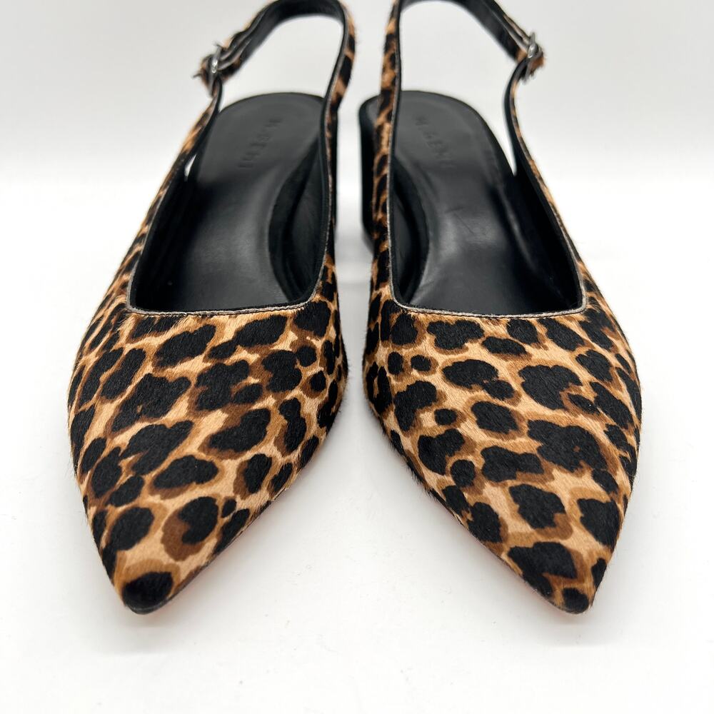 M GEMI Slingback Pump Womens 10.5 Leopard Print Calfhair Pointy Block Heel Suede - Picture 2 of 10